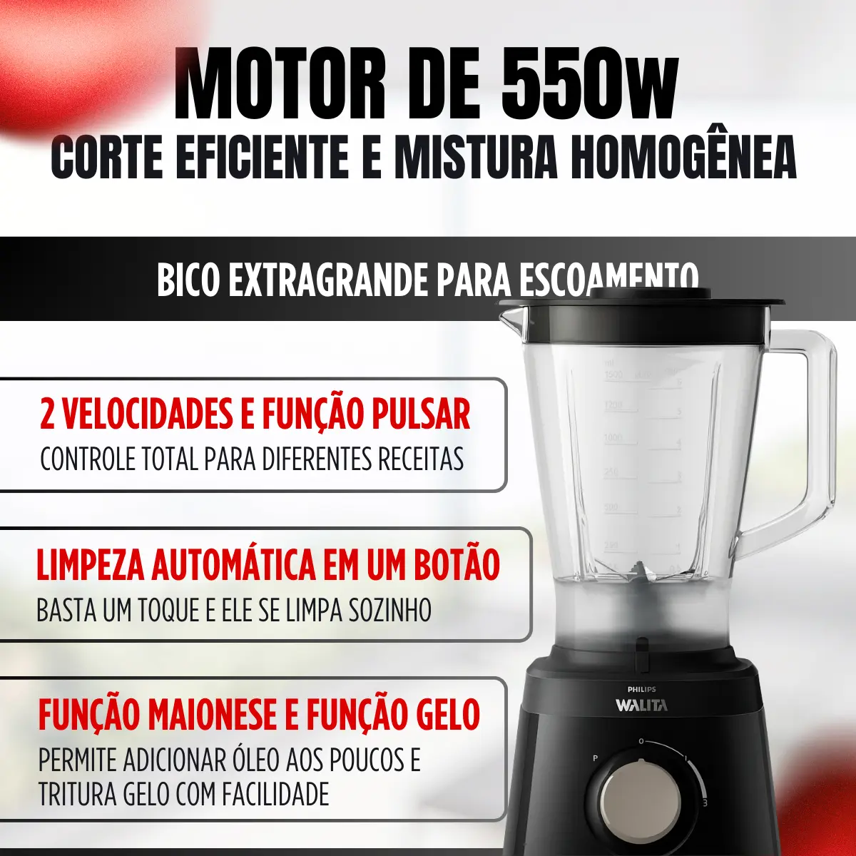 Liquidificador Philips Walita ProBlend4 550W